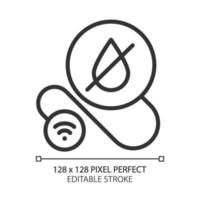 Smart leak detector pixel perfect linear icon. Prevent water leakage at home. Internet of things. Innovative technology. Thin line illustration. Contour symbol. Vector outline drawing. Editable stroke