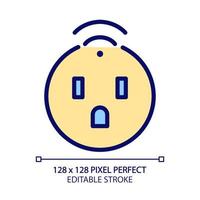 Smart socket pixel perfect RGB color icon. Home appliance. Automated plug. Internet of things. Remote control with smartphone. Isolated vector illustration. Simple filled line drawing. Editable stroke