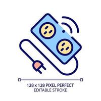 Smart power strip pixel perfect RGB color icon. Automatic multi plug device. Appliance for home. Extension cord. Isolated vector illustration. Simple filled line drawing. Editable stroke