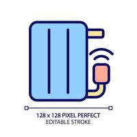 Smart radiator pixel perfect RGB color icon. Room temperature regulation. Control device via smartphone. Temperature sensor. Isolated vector illustration. Simple filled line drawing. Editable stroke