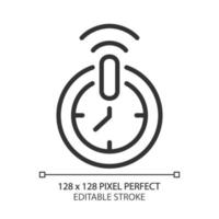 icono lineal perfecto de píxeles del temporizador de apagado automático. electrodoméstico de cuenta regresiva. control de dispositivos. Internet de las Cosas. ilustración de línea delgada. símbolo de contorno dibujo de contorno vectorial. trazo editable vector