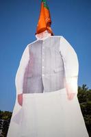 New Delhi, India - January 16 2023 - Prime Minister Narendra Modi cut out during BJP road show, the statue of PM Modi while attending a big election rally in the capital photo