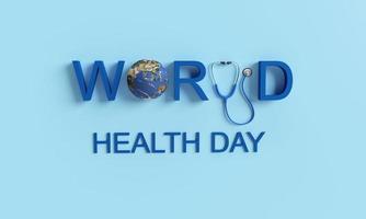 World health day font text calligraphy stethoscope earth world planet global blue background wallpaper sign symbol decoration ornament health care treatment medical doctor nurse scientist wellness photo