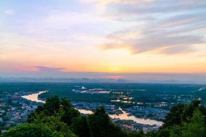 Beautiful Sunset at Mutsea Mountain Viewpoint, southern of Thailand. photo