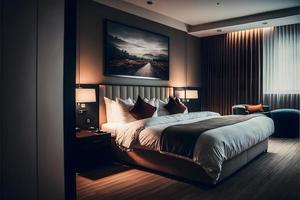 Luxury bedroom in hotel photo