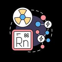 Nuclear energy producing concept icon for dark theme. Power of radioactive elements. Dangerous technology abstract idea thin line illustration. Isolated outline drawing. Editable stroke vector