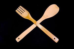 Wooden spoon and fork photo