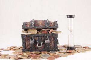 Treasure box with coins photo