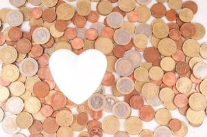 White heart on coins photo