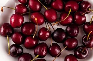 Cherries on a plate photo