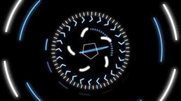 le scanner de rétine hud animé avec des cercles bleus et des cercles blancs montre la haute technologie pour la science-fiction ou le cyberespace avec des formes futuristes et des cercles rotatifs comme interface d'affichage tête haute pour l'analyse video