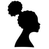 vector africano, mujer americana con pelo rizado. dibujar a mano la silueta del peinado afro femenino. mes de la historia negra. historia afroamericana.