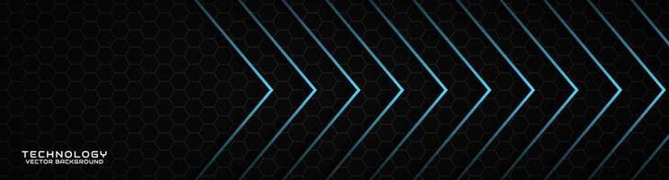 3D black techno abstract background overlap layer on dark space with blue arrow effect decoration. Modern graphic design element cutout style concept for banner, flyer, card, or brochure cover vector