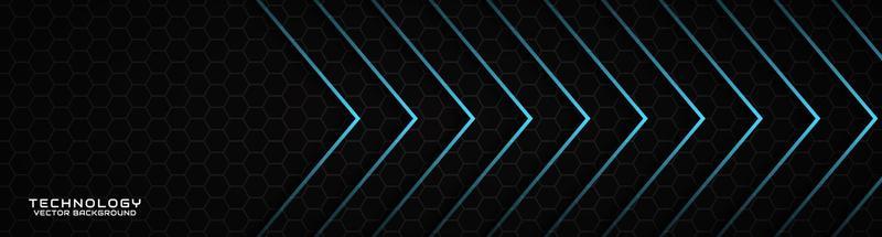 3D black techno abstract background overlap layer on dark space with blue arrow effect decoration. Modern graphic design element cutout style concept for banner, flyer, card, or brochure cover