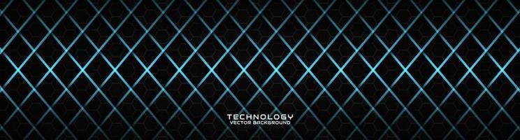 3D black techno abstract background overlap layer on dark space with blue rhombus effect decoration. Modern graphic design element cutout style concept for banner, flyer, card, or brochure cover vector