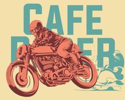 ride a cafe racer motorcycle illustration vector
