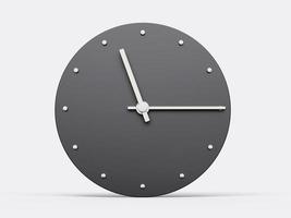 Simple clock gray quarter past eleven. Time is 11 15 or 23 15 o clock. Modern Minimal Clock. 3D illustration photo