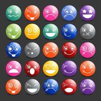 Smiling faces emoticon character set vector