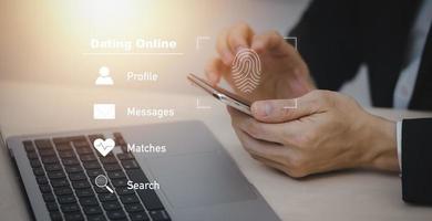 Hand touch fingerprint with virtual global with email security, Log in, User, identification information security and encryption, secure access to users' personal information, secure Internet access, photo