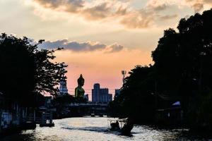 landscape of big buddha in the city large Buddha statue  in Bangkok Wat Pak Nam Phasi Charoen Thailand photo