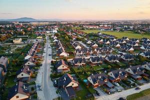 Suburban neighborhood in europe city, aerial view photo