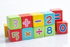 Math number colorful on white background, education study mathematics learning teach concept. photo