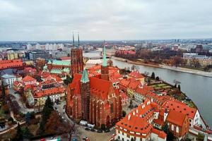Cityscape of Wroclaw panorama in Poland, aerial view photo