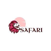 plantilla de diseño de logotipo de león de viaje de safari moderno vector