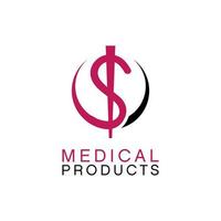 Simple Medical Logo Design Template with S Monogram vector