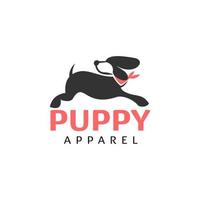 plantilla de diseño de logotipo de ropa de mascota simple con gráfico de cachorro vector