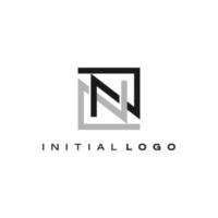 plantilla de diseño de logotipo inicial cuadrado simple de letras dobles n vector