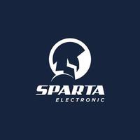 Simple Modern Sparta Warrior Face Logo Design Template with Thunder Eye vector