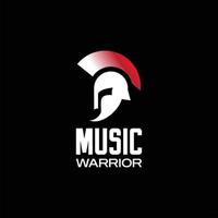 Sparta Helmet Logo Design with Note Music Inside vector