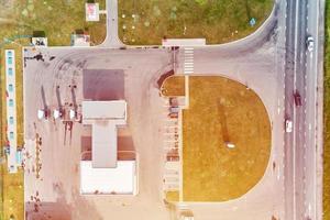 Aerial view of gas station photo