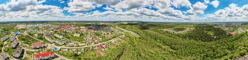 Dobrush, Belarus, panorama.Aerial view of small town photo