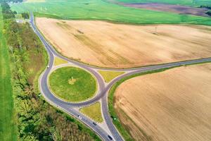 Aerial view of circle crossroad photo