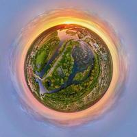 Spherical panorama of nature landscape. Little planet panorana photo