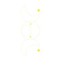 eps10 yellow vector abstract line art of moon with shining stars isolated on white background