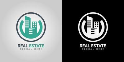 C letter real estate logo design on colorful background vector
