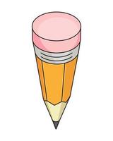 Cartoon pencil with rubber in isometric view. vector