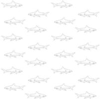 vector, seamless, patrón, de, mano, dibujado, tiburón vector