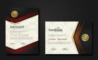 New design two set luxury certificate template with shadow effect on overlap layers and cream color on pattern background vector