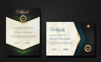 New design two set luxury certificate template with shadow effect on overlap layers and cream color on pattern background vector