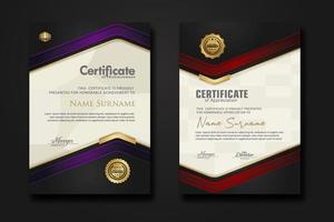 New design two set  luxury certificate  template with shadow effect on overlap layers and cream color on  pattern background vector