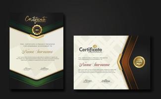 New design two set luxury certificate template with shadow effect on overlap layers and cream color on pattern background vector