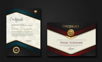 New design two set luxury certificate template with shadow effect on overlap layers and cream color on pattern background vector