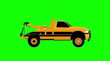 Tow truck. Animation of a tow truck pulling a car, perfect for insurance companies, car dealers, auto repair shops insurance video