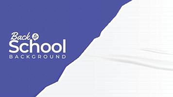 Back to school banner, glued torn paper background vector texture with empty space