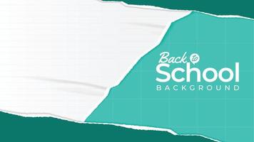 banner de regreso a la escuela, textura de vector de fondo de papel rasgado pegado con espacio vacío