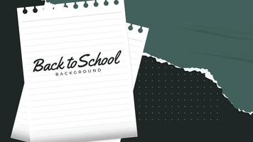 Back to school banner, glued torn paper background vector texture with empty space